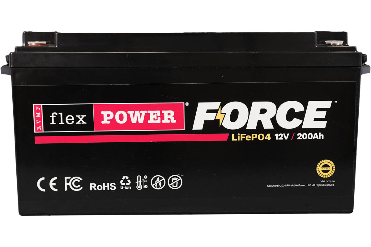 RVMP Flex Power® Force 12.8V 200AH | Lithium Iron Phosphate (LiFePO4) Deep-Cycle Battery