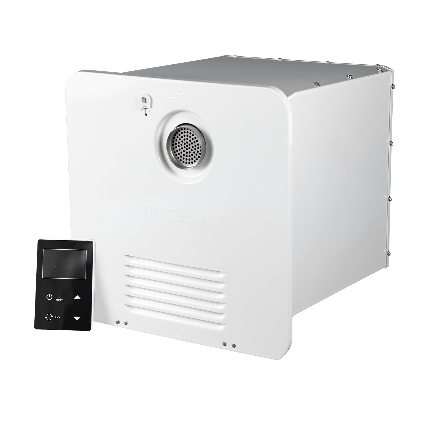 RVMP Flex Temp On-Demand Propane Tankless Water Heater for RVs  | White Color | Anti-Freezing System | Anti-Scald System | Digital Remote | FG-SBMC-11