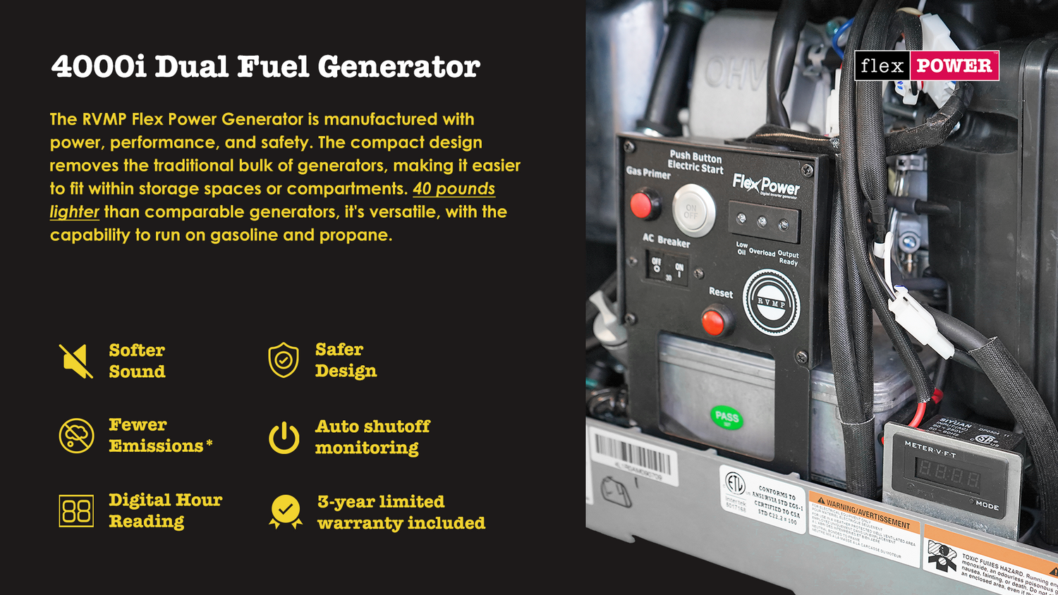 RVMP Flex Power® 4000i | 4000 Watt Dual-Fuel Installed RV Generator