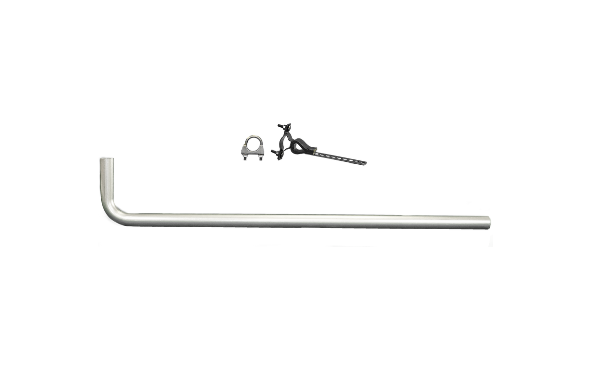 RVMP Flex Power Exhaust System Kit Aluminized Steel 1.25" x 36” Straight Tube Pipe with 1.25" x 6” 90° Exhaust Elbow, Exhaust Elbow, Exhaust Clamp | Standard Drop