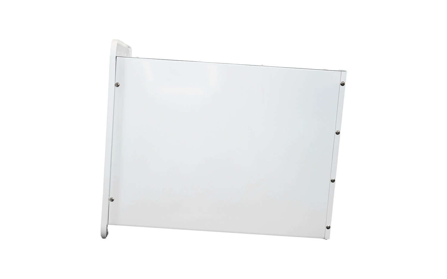 Side view of RVMP Flex Temp Water Heater for Recreational Vehicles in White