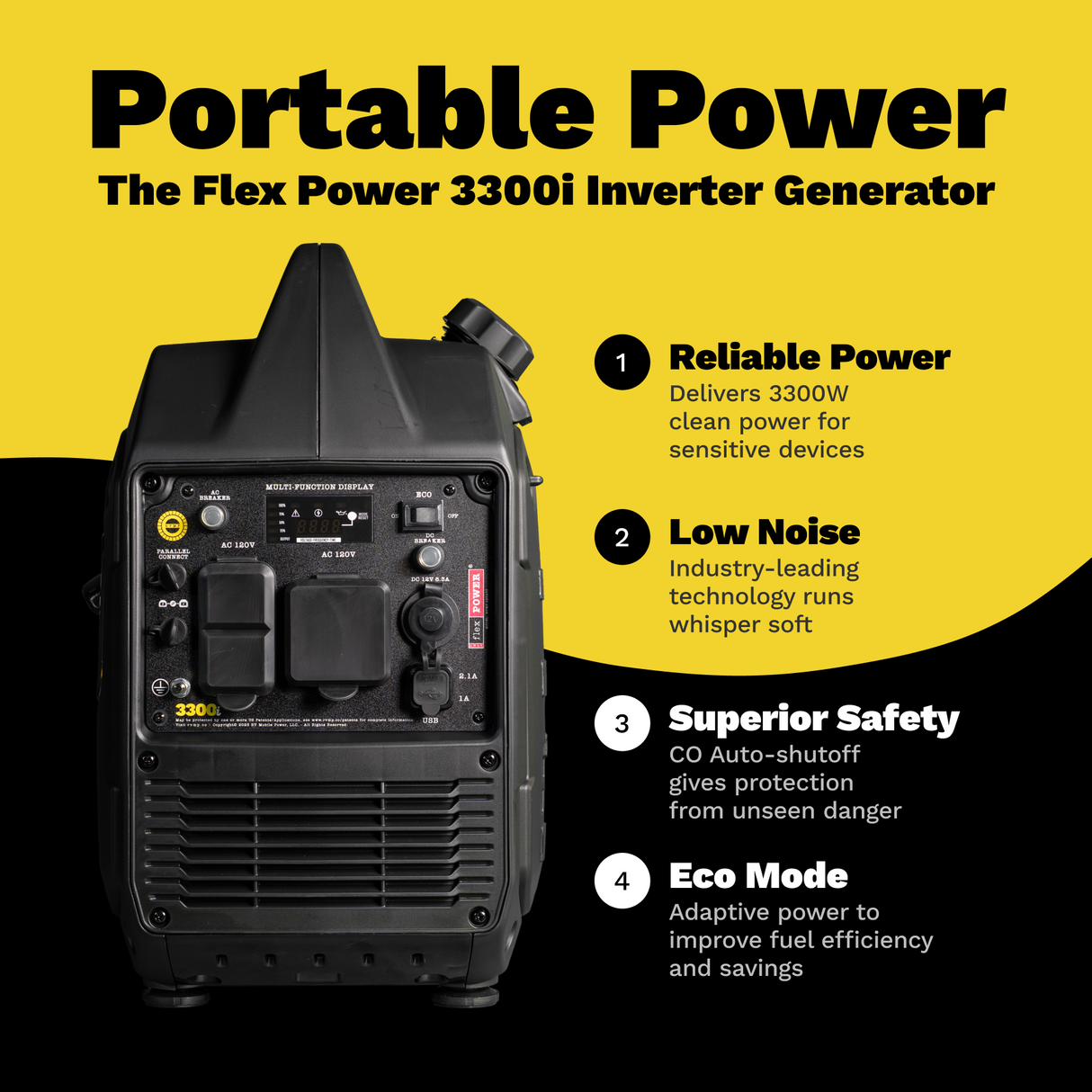 RVMP Flex Power® 3300i | 3300 Watt Silent Inverter Portable Generator