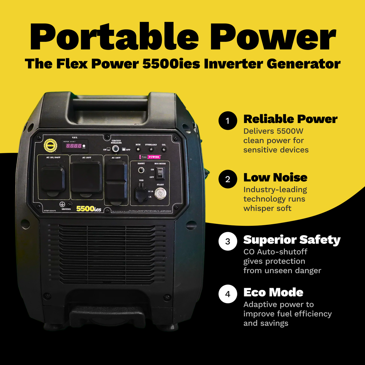 RVMP® Flex Power® 5500ies | Electric Start Portable Silent Inverter Generator