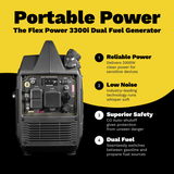 RVMP Flex Power® 3300iDF | Dual Fuel | 3300 Watt Silent Inverter Portable Generator