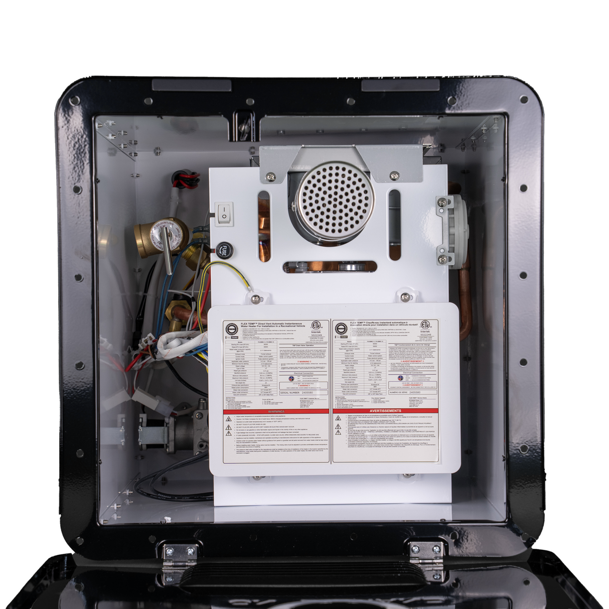 RVMP Flex Temp On-Demand Propane Tankless Water Heater for RVs  | Black Color | Anti-Freezing System | Anti-Scald System | Digital Remote | FG-SBMC-12
