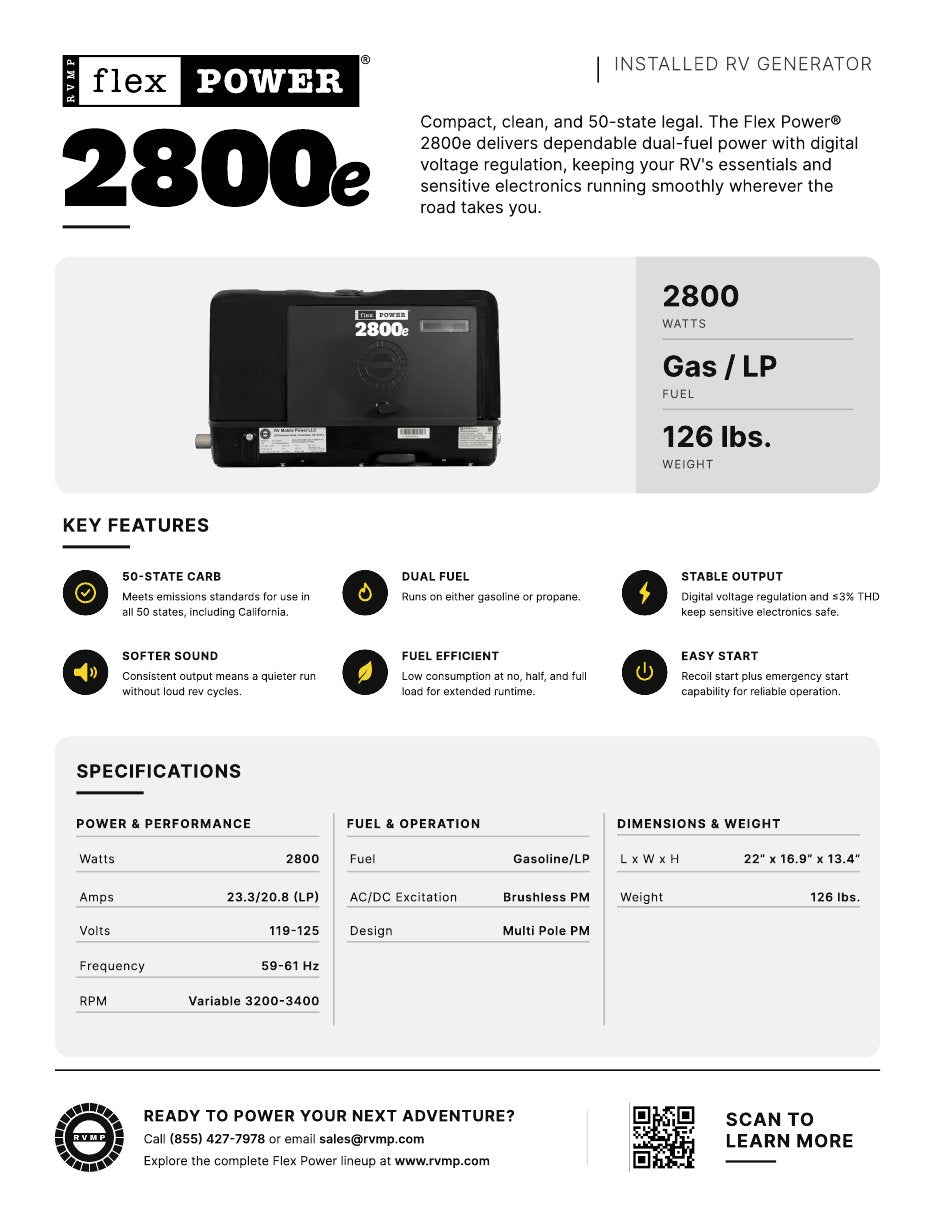 Flex Power 2800e spec sheet preview
