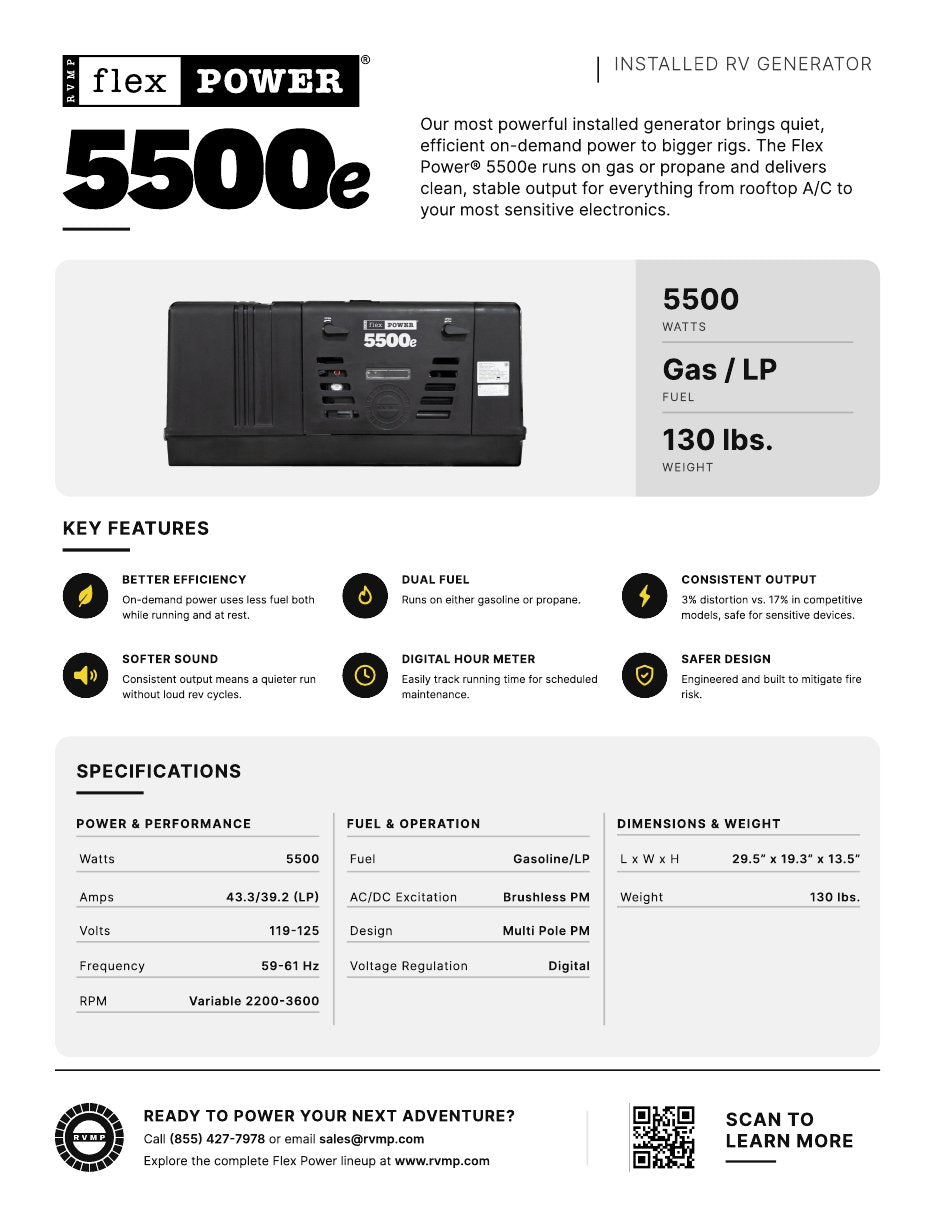 Flex Power 5500e spec sheet preview